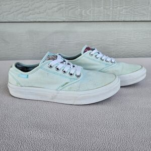 Vans Off the Wall Mint Green Canvas Sneaker Women SZ 6.5 Floral Low Top